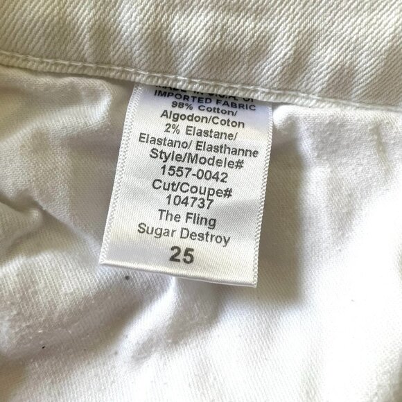 Current/Elliott The Fling Sugar Destroy Distressed White Skinny Jeans Pants - Picture 10 of 10